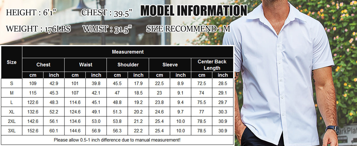 COOFANDY Mens Dress Shirts Short Sleeve Lightweight Wrinkle Free Untucked Button Down Shirt