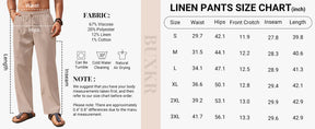 COOFANDY Men's Casual Linen Pants Loose Fit Elastic Waist Drawstring Lightweight Pant Summer Beach Trousers