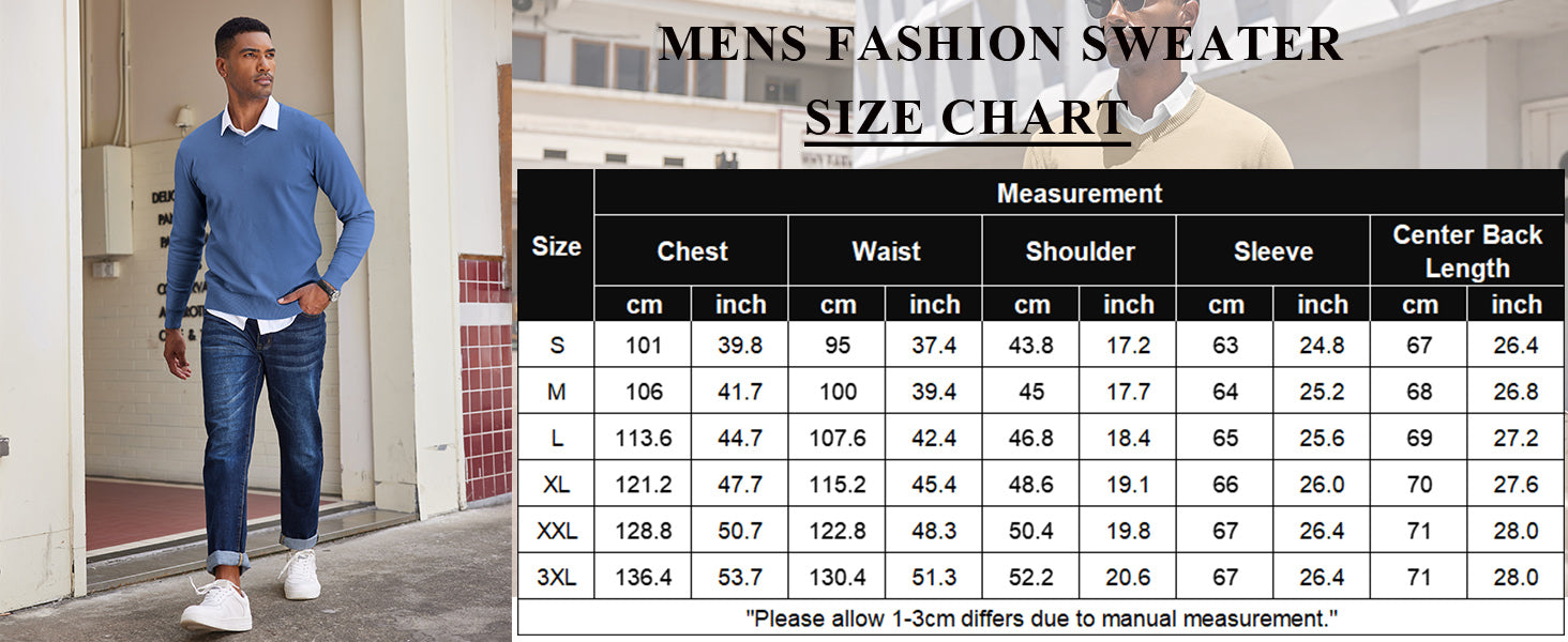 COOFANDY Men's V Neck Sweater Lightweight Knitted Pullover Sweaters