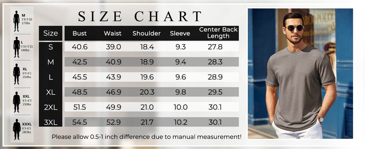 COOFANDY Mens T-Shirts Summer Crew Neck Casual T Shirts Plain Short Sleeve Shirts Basic Tees