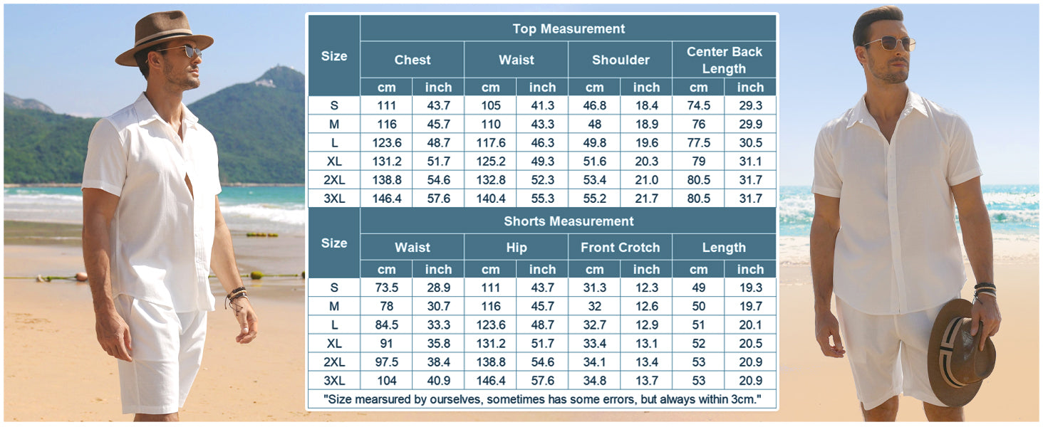 COOFANDY Men's 2 Pieces Cotton Linen Set Short Sleeve Button Down Shirts Summer Beach Shorts Casual Outfits