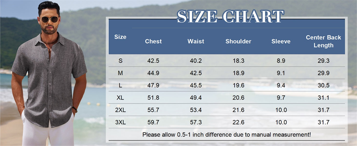 COOFANDY Men's Casual Summer Beach Shirt Short Sleeve Button Down Shirt Vacation Wedding Shirt Linen Textured Shirts