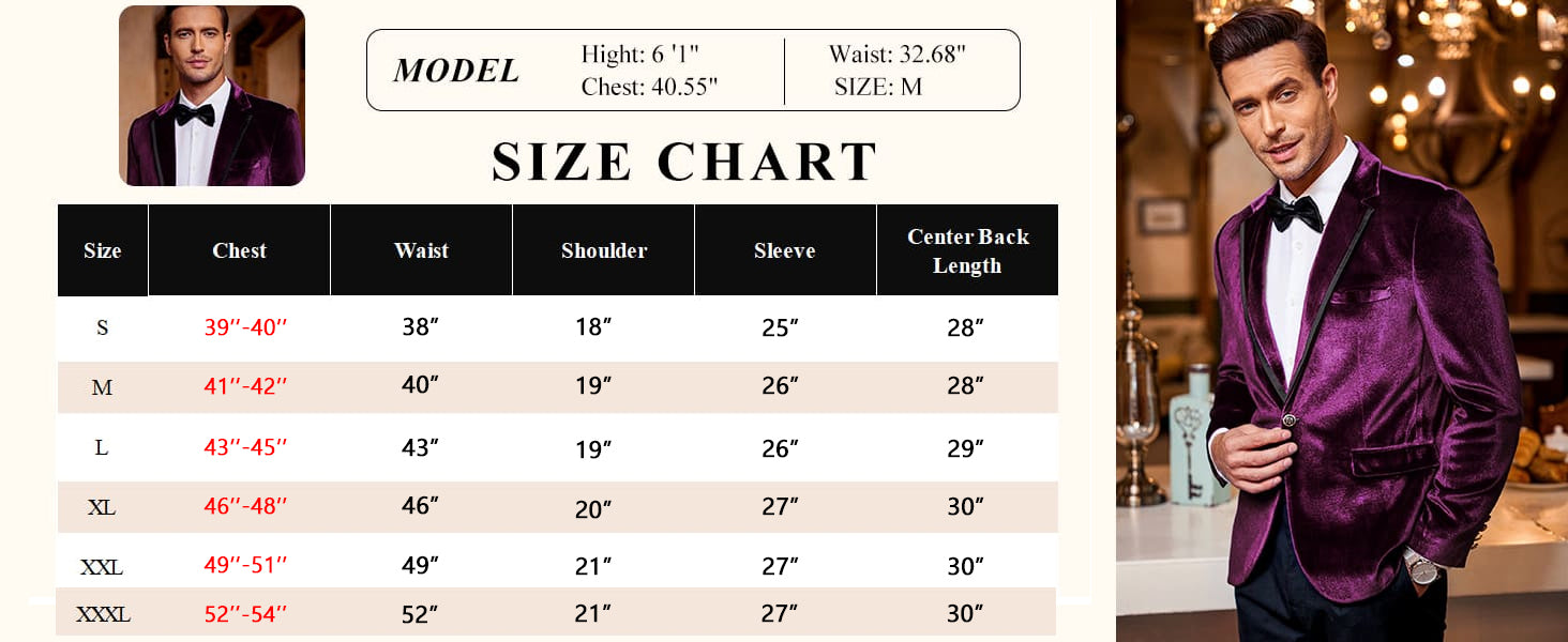 COOFANDY Men's Velvet Blazer One Button Velour Tuxedo Jacket Notched Lapel Suit Jackets for Prom Wedding Party Dinner