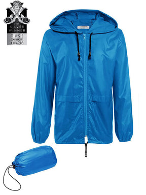 COOFANDY Mens Packable Rain Jacket Lightweight Waterproof Raincoat with Hood Outdoor Rain Gear Travel Hiking Cycling S-XXXL