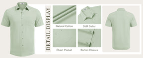COOFANDY Mens Short Sleeve Button Down Shirts 100% Cotton Beach Style Textured Shirts