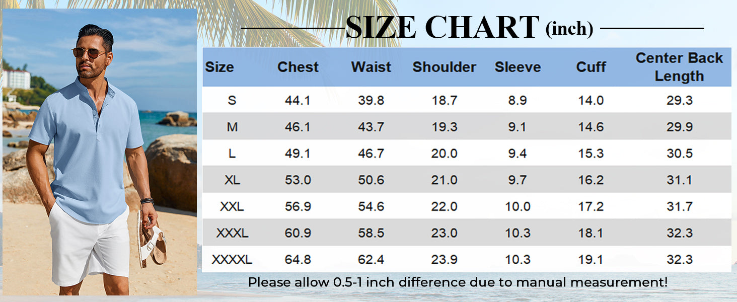 COOFANDY Men's Henley Shirt Short Sleeve Casual T-Shirt Summer Beach Hippie Henley Tee Shirt