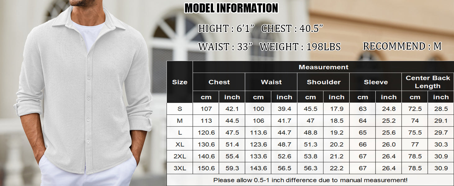COOFANDY Mens Casual Button Down Shirt Long Sleeve Lightweight Jacket Fashion Textured Shirts
