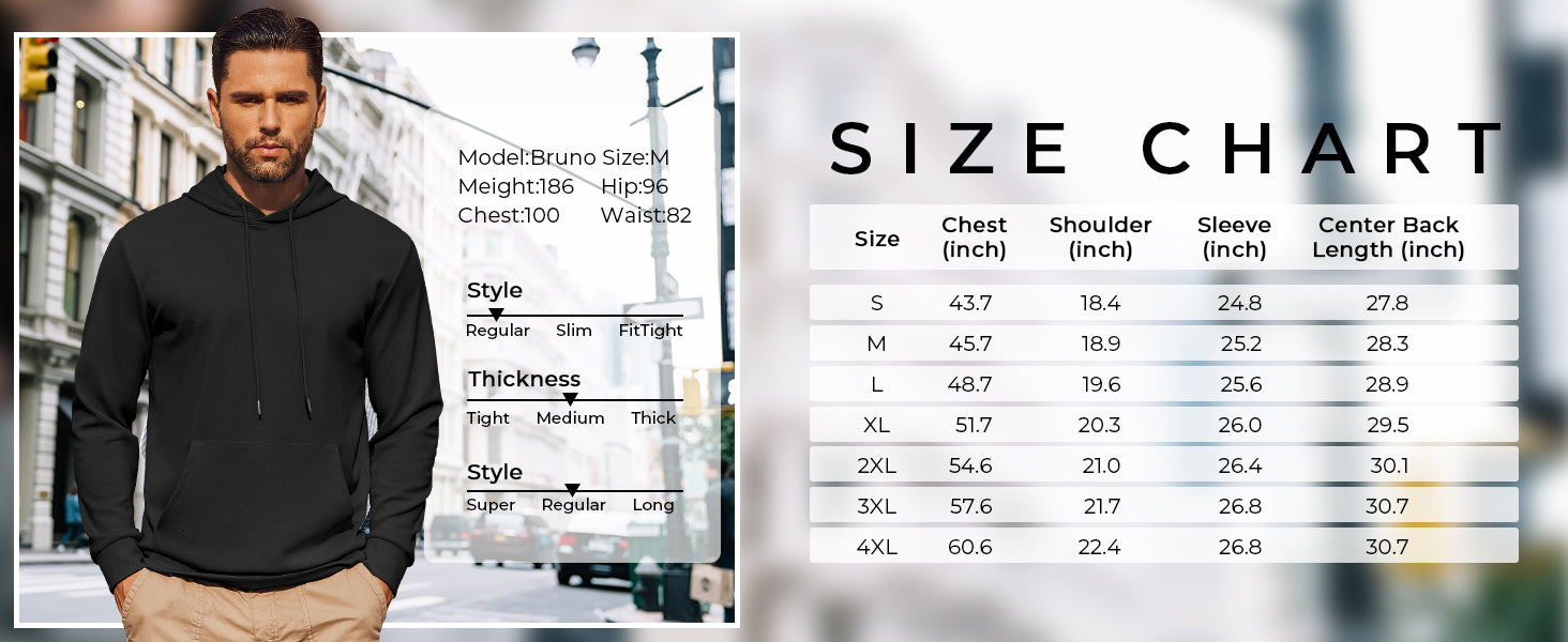 COOFANDY Mens Hoodie Long Sleeve Casual Pullover Hooded Sweatshirt Fashion Drawstring Hoodies with Pocket