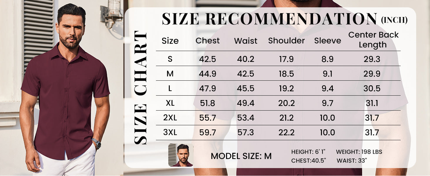 COOFANDY Men's Short Sleeve Button Down Shirts Casual Dress Shirts for Men Untucked Shirt with Pocket