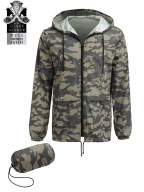 COOFANDY Mens Packable Rain Jacket Lightweight Waterproof Raincoat with Hood Outdoor Rain Gear Travel Hiking Cycling S-XXXL