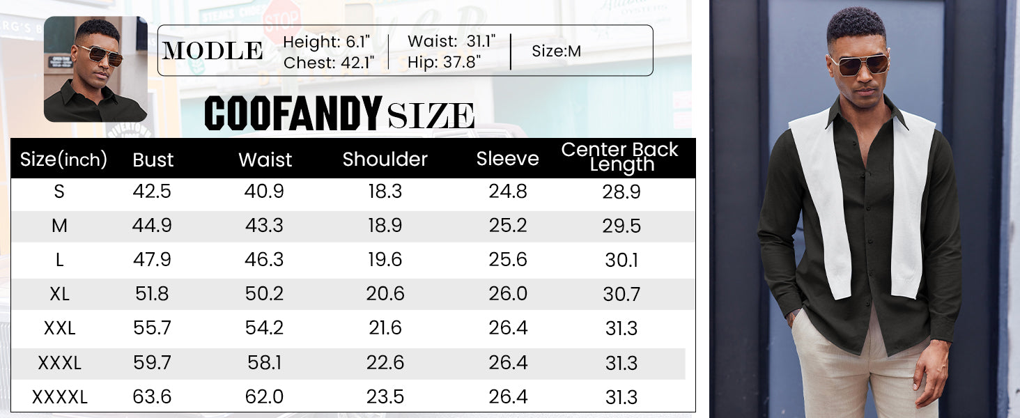 COOFANDY Mens Oxford Shirt Long Sleeve Casual Button Down Shirts Soild Dress Shirts with Pocket