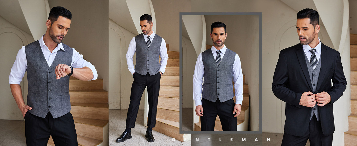 COOFANDY Men Casual Suit Vest Formal Dress Vest Slim Fit Waistcoat Business Wedding