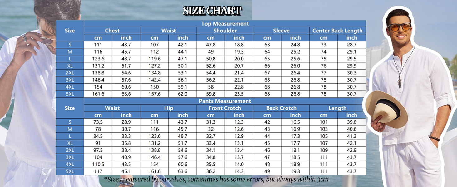 COOFANDY Men's 2 Pieces Cotton Linen Set Long Sleeve Henley Shirts Casual Beach Pants With Pockets Summer Yoga Outfits