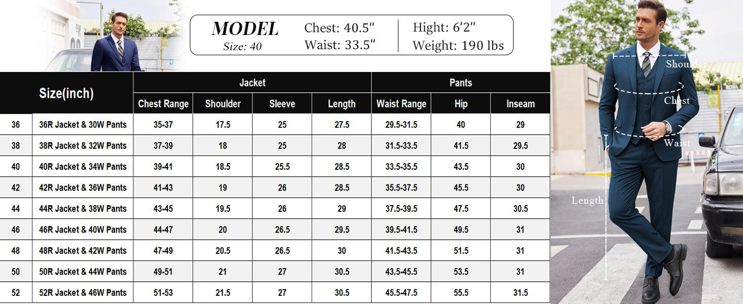 COOFANDY Men's 3 Pieces Suits Classic Fit 2 Buttons Dress Suit Set Wedding Business Dinner Prom Jacket Vest Pants