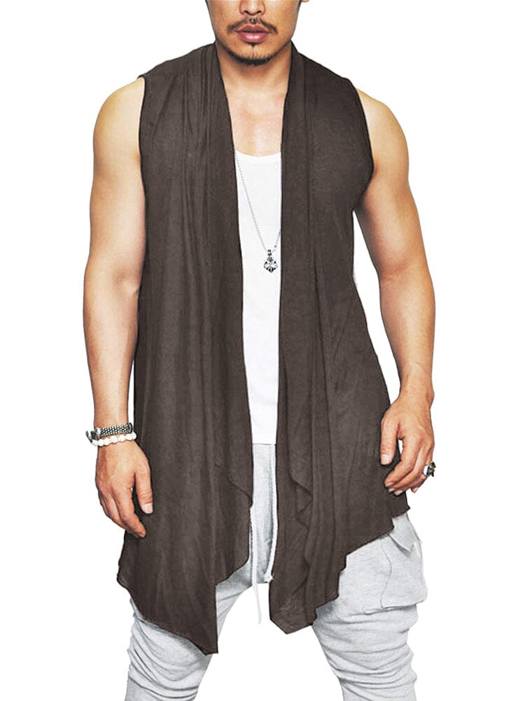 Casual Sleeveless Ruffle Shawl Collar Drape Cape (US Only) Cape coofandy Coffee S 