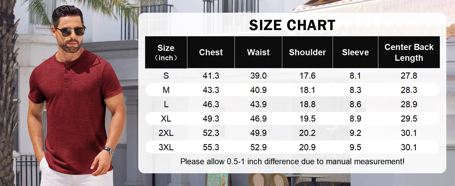 COOFANDY Men's Henley Shirts Short Sleeve Casual Basic Henley Tee Summer Button Lightweight Stretch T Shirts