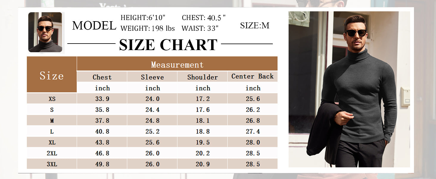 COOFANDY Men's Slim Fit Turtleneck Sweater Casual Basic Knitted Long Sleeve Pullover Sweater