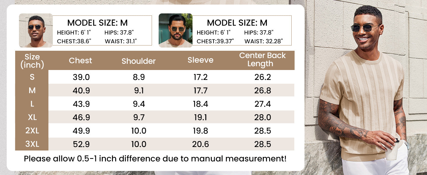 COOFANDY Mens T-Shirts Short Sleeve Knit Shirt Crew Neck Sweater Fashion Casual Textured Pullover Tees