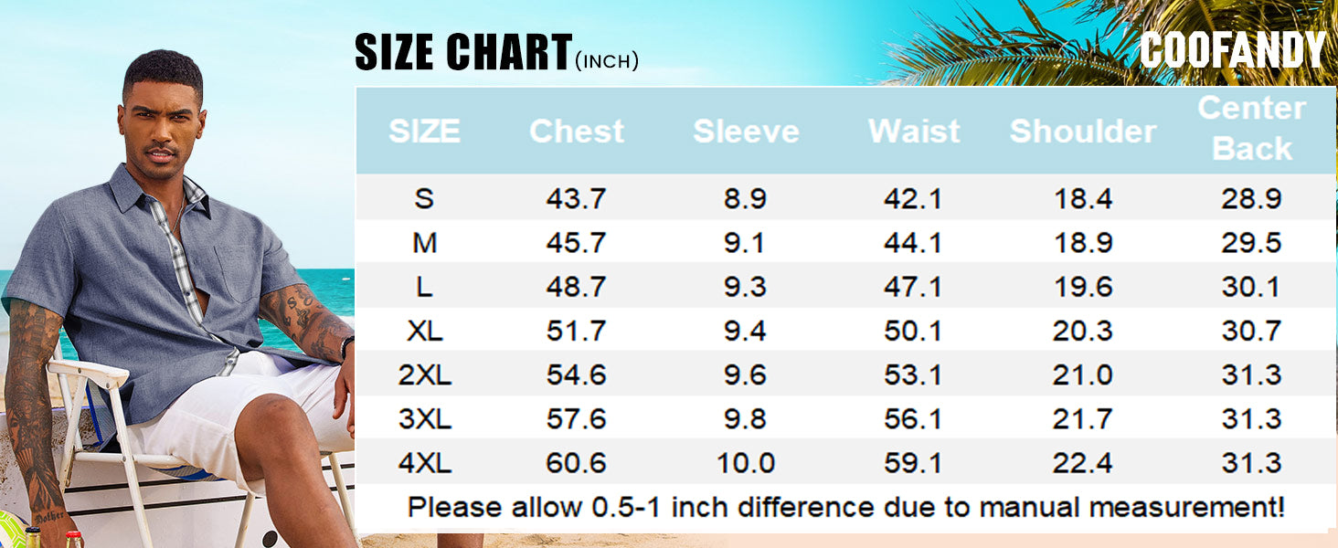 COOFANDY Men's Button Down Shirts Short Sleeve Casual Shirts Summer Beach Shirts Vacation Wedding Shirts with Pocket
