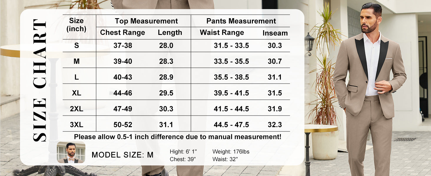COOFANDY Men's 2 Piece Suit Slim Fit One Button Tuxedo Jacket Pants for Wedding Prom Business