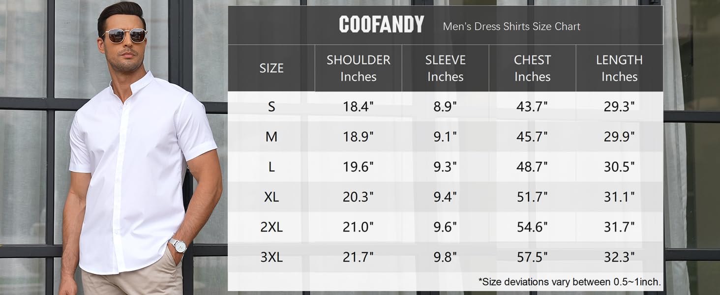 COOFANDY Muscle Fit Dress Shirts for Men Banded Collar Casual Button Down Shirts