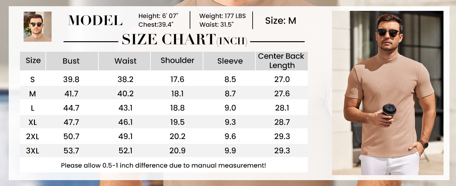 COOFANDY Mens Mock Turtleneck Sweater Short Sleeve Slim Fit Turtle Neck Sweaters Casual Basic Tee Ribbed Knit Pullover Tops