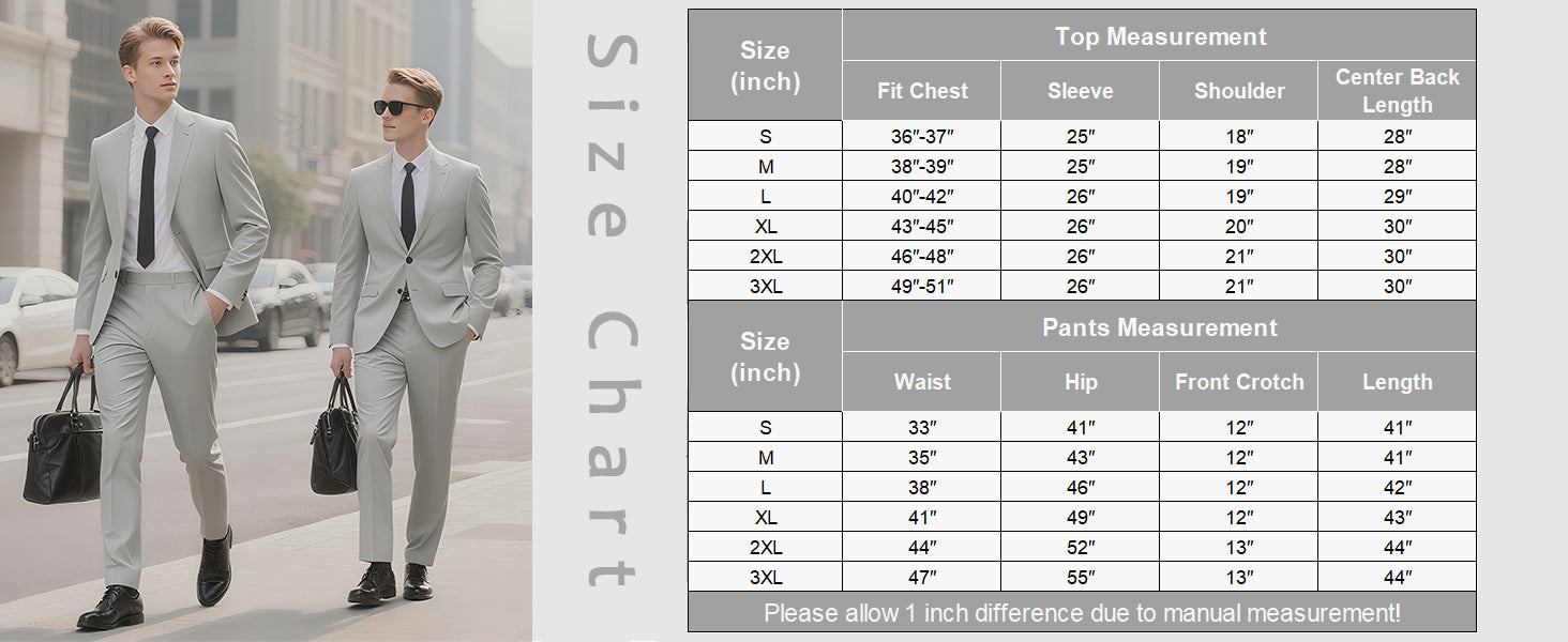 COOFANDY Men's 2 Piece Suits Classic Fit Suit Set 2 Button Blazer Jacket and Dress Pants for Wedding Business Prom