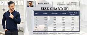 COOFANDY Mens Knit Polo Shirt Quarter Zip Slim Fit Pullover Long Sleeve Sweater Polo