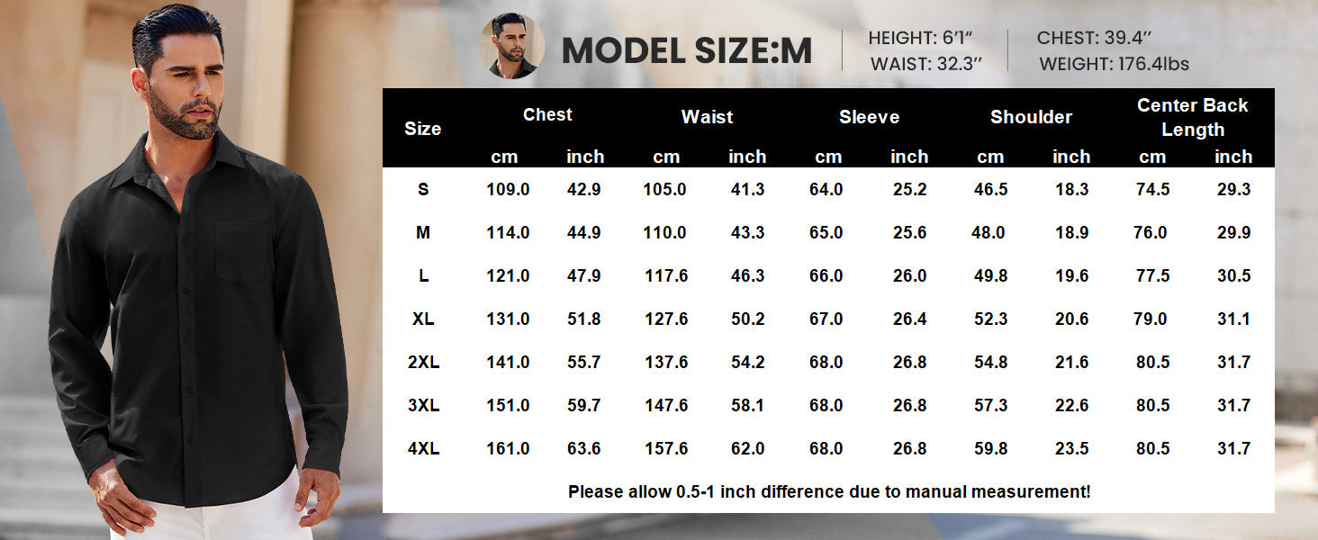 COOFANDY Mens Long Sleeve Button Down Shirts Casual Untucked Shirts for Men Dress Shirts Beach Wedding Shirts