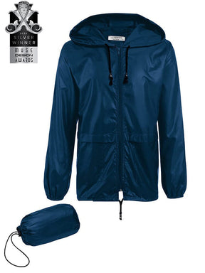 COOFANDY Mens Packable Rain Jacket Lightweight Waterproof Raincoat with Hood Outdoor Rain Gear Travel Hiking Cycling S-XXXL