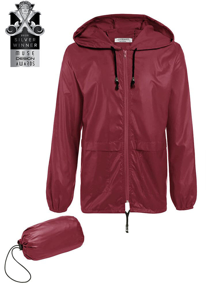 COOFANDY Mens Packable Rain Jacket Lightweight Waterproof Raincoat with Hood Outdoor Rain Gear Travel Hiking Cycling S-XXXL